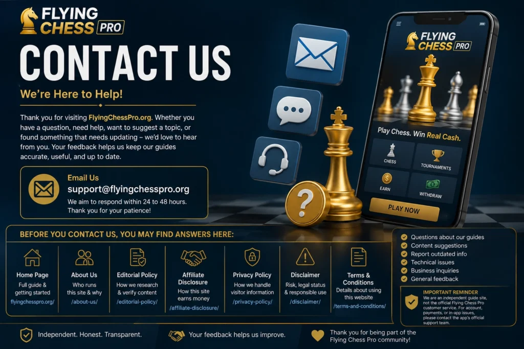 Flying Chess Pro Contact Us page details